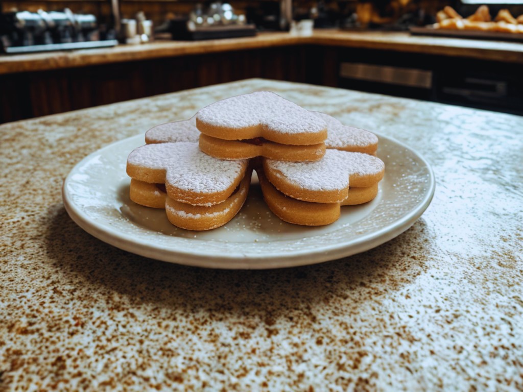 Kruche serca z marmoladą i pudrem